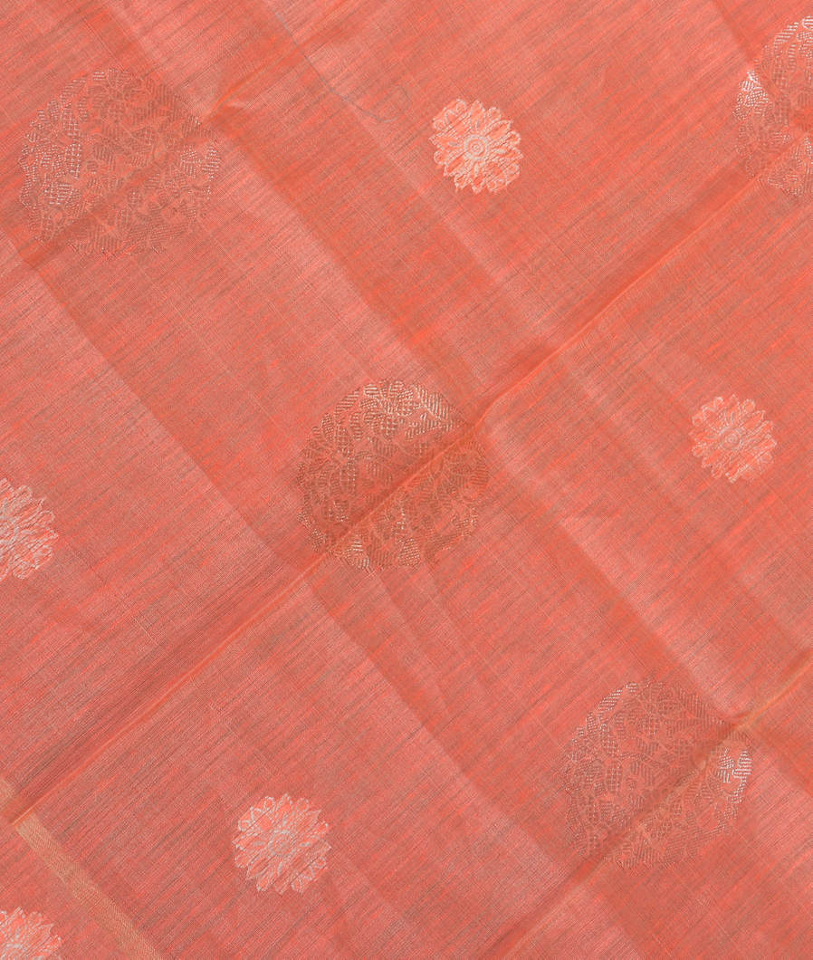 Peach Handwoven Kanjivaram Silk Dupatta LF2032-image