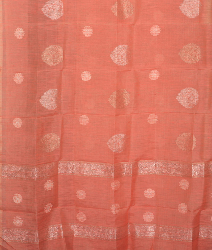 Peach Handwoven Kanjivaram Silk Dupatta LF20323