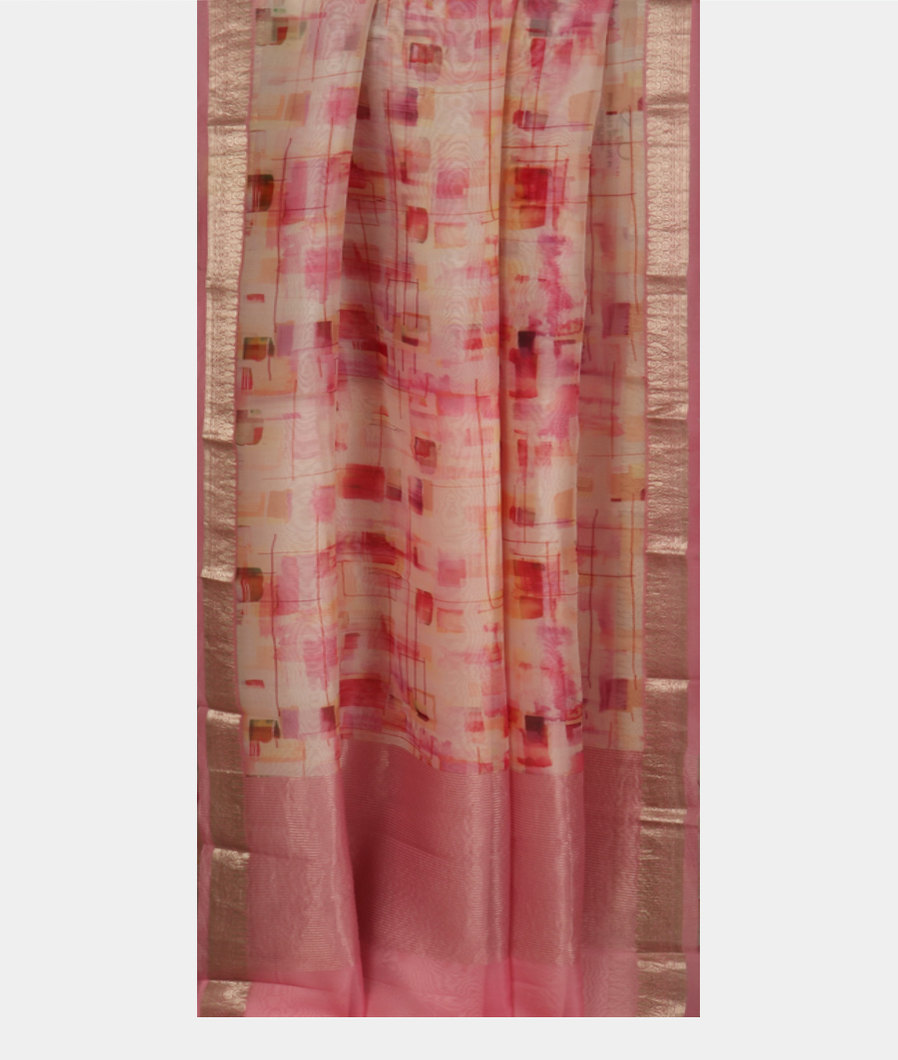 Off-White Kora Organza Printed Saree T3545332