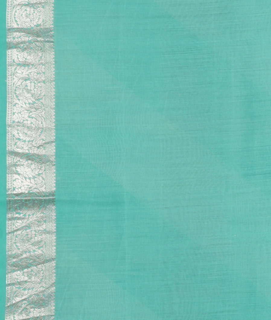 Blue and White Kora Organza Printed Saree T3260553