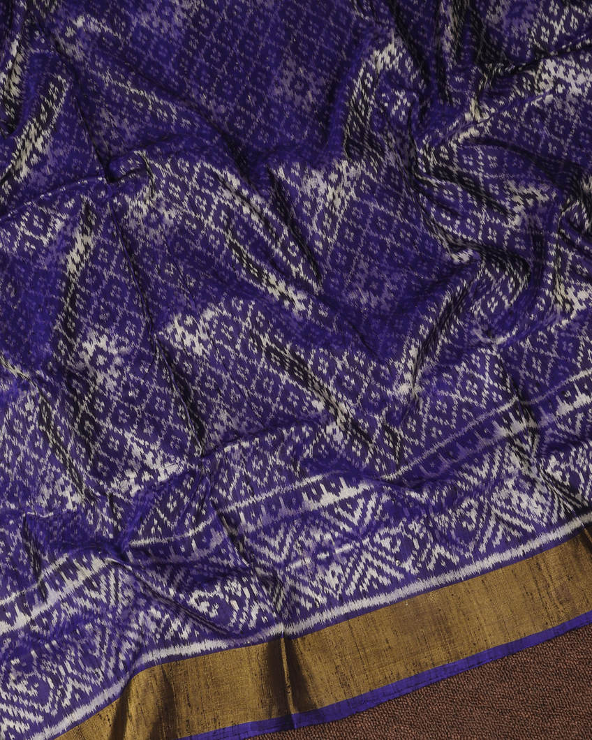 Blue Raw Silk Rajkot Patola Saree T368707-image