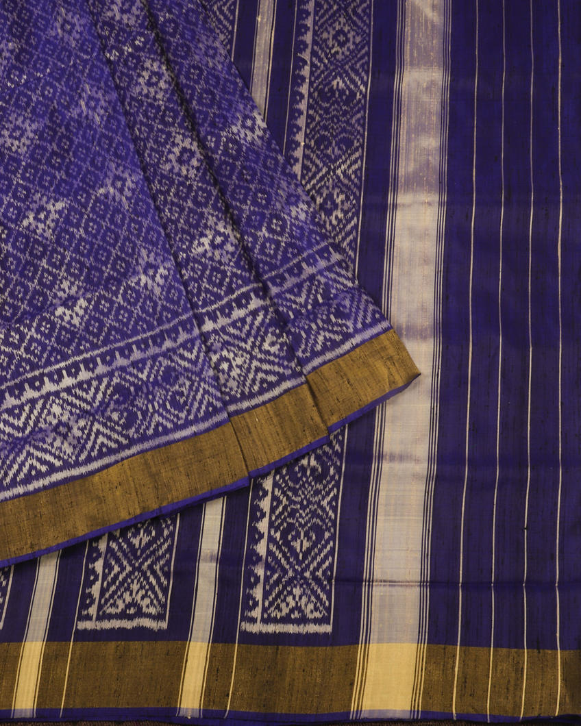 Blue Raw Silk Rajkot Patola Saree T3687072