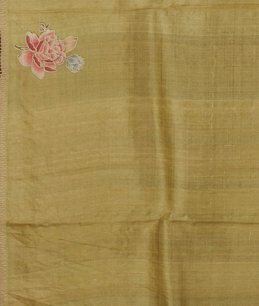 Beige Kora Organza Embroidery Saree T3209613