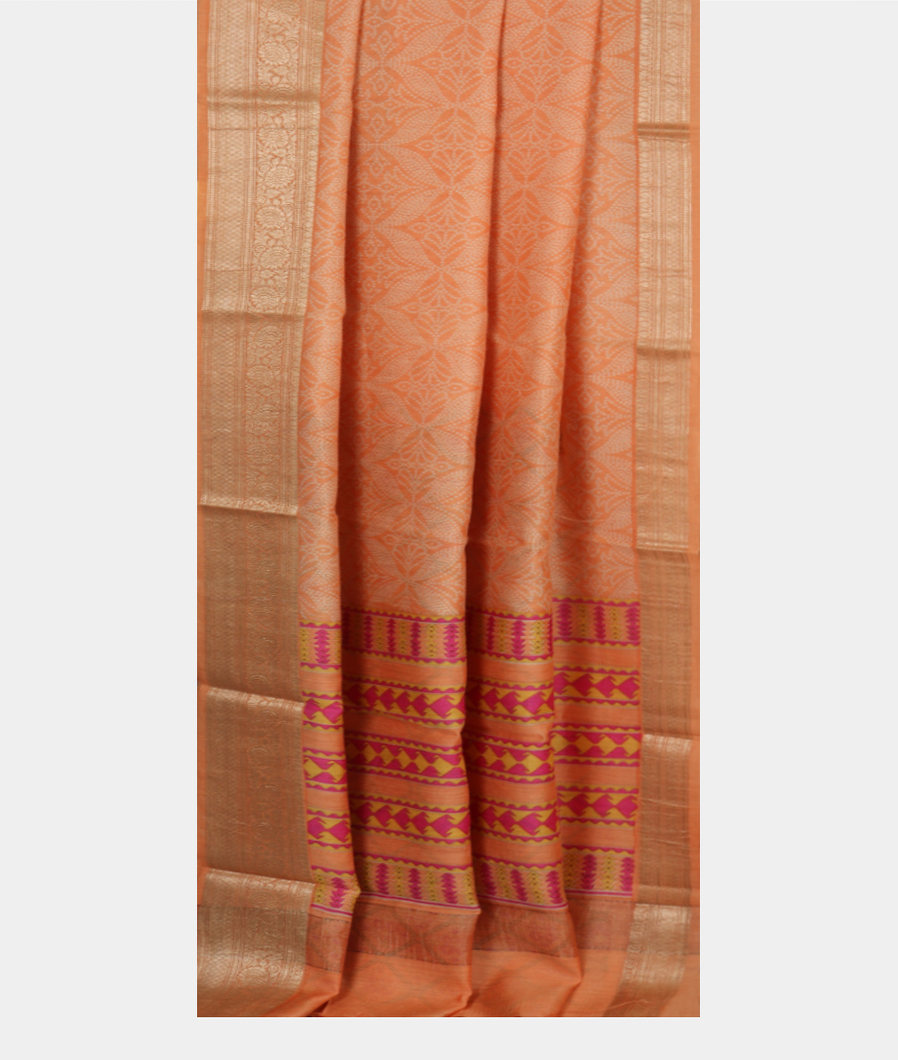 Peach Tussar Printed Saree T2835752