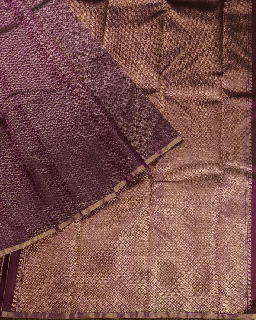 Purple Handwoven Kanjivaram Silk Saree T3866142