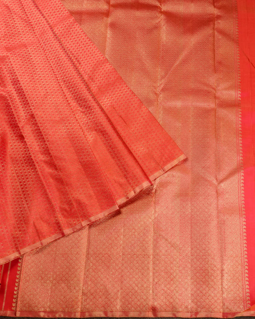 Orange Handwoven Kanjivaram Silk Saree T3866132