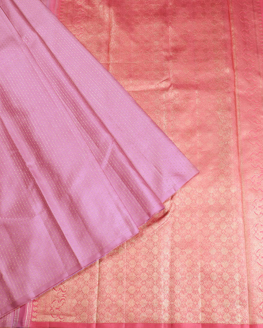 Lavender Pink Handwoven Kanjivaram Silk Saree T3834822
