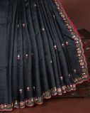 Blue Tussar Embroidery Saree T3870662