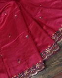Reddish Pink Tussar Embroidery Saree T3870674