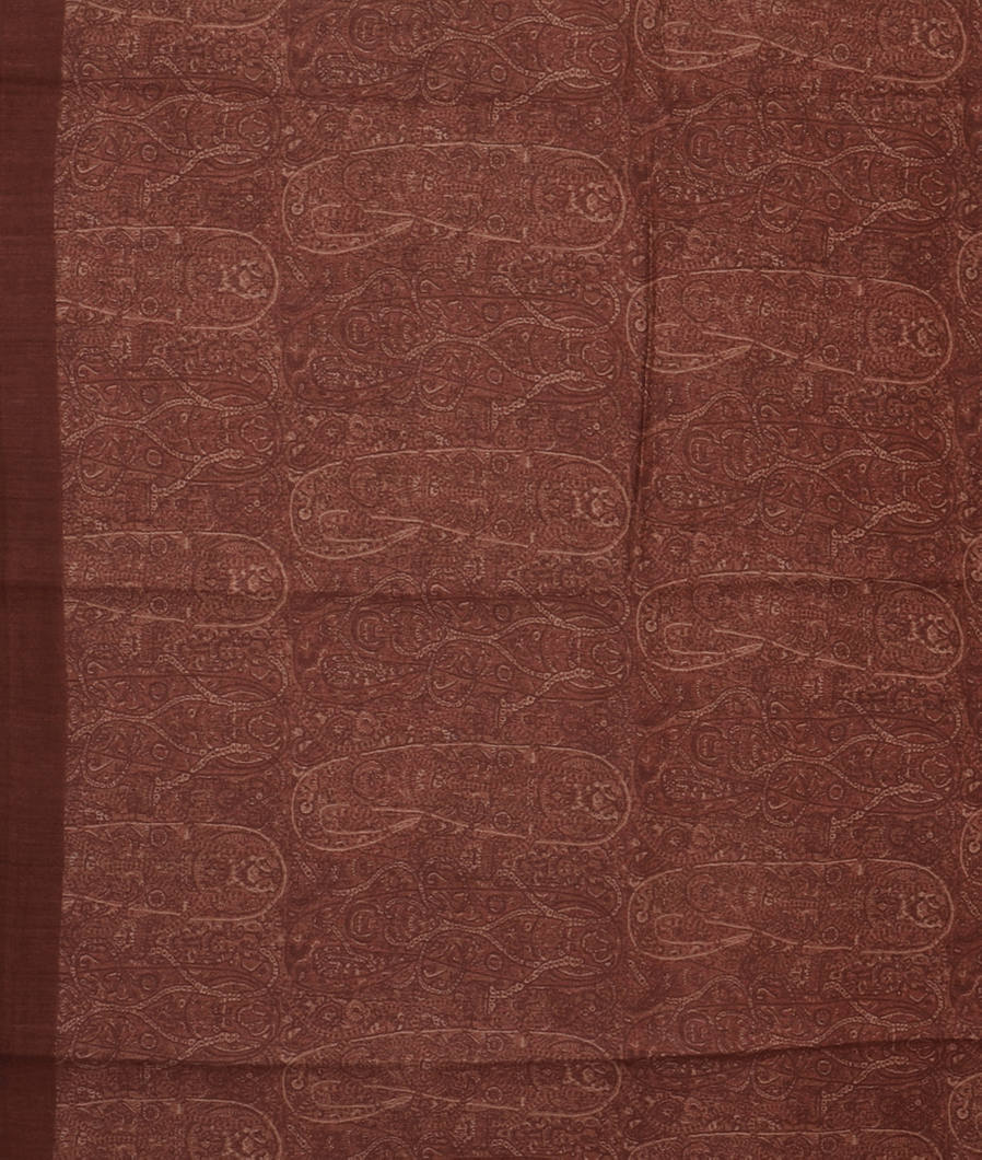 Brown Soft Tussar Printed Saree T1543243