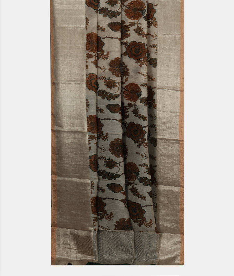 Cream Tussar Printed Saree T650122