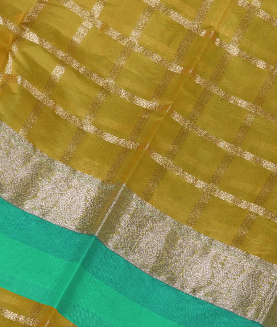 Yellowish Green Silk Cotton Saree T387334-image