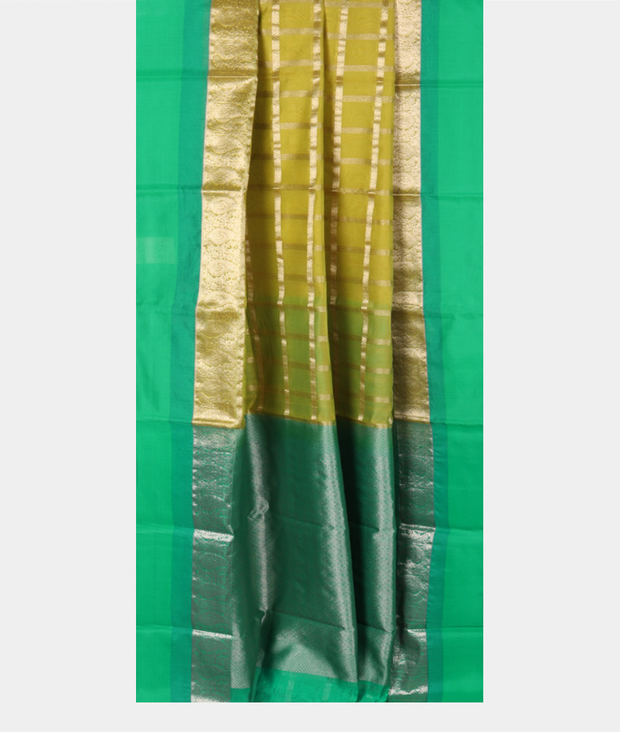 Yellowish Green Silk Cotton Saree T3873342