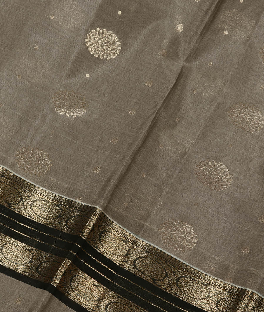 Grey Silk Cotton Saree T387321 -image