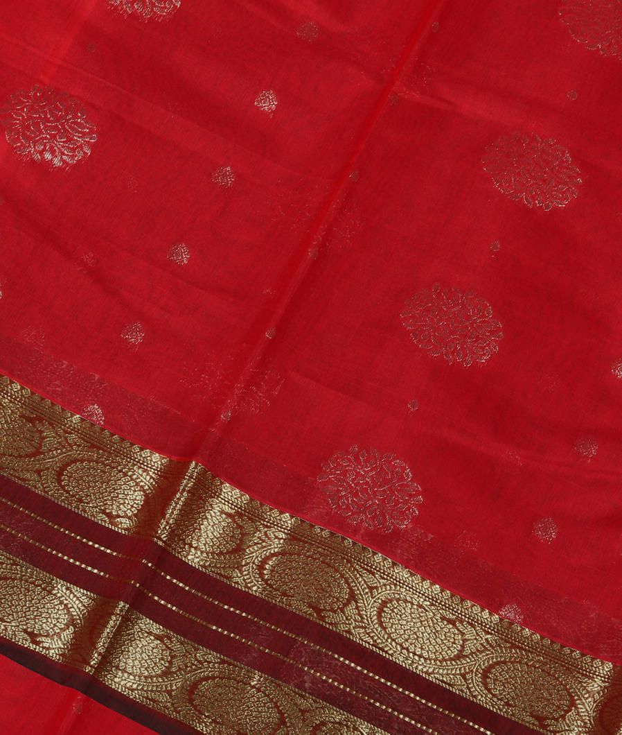 Red Silk Cotton Saree T387324-image