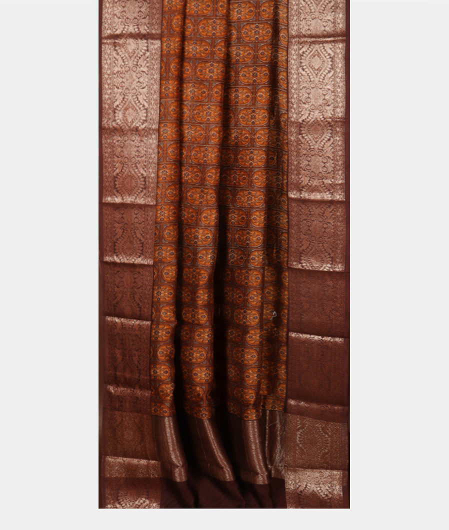 Brown Soft Printed Cotton Saree T3881852