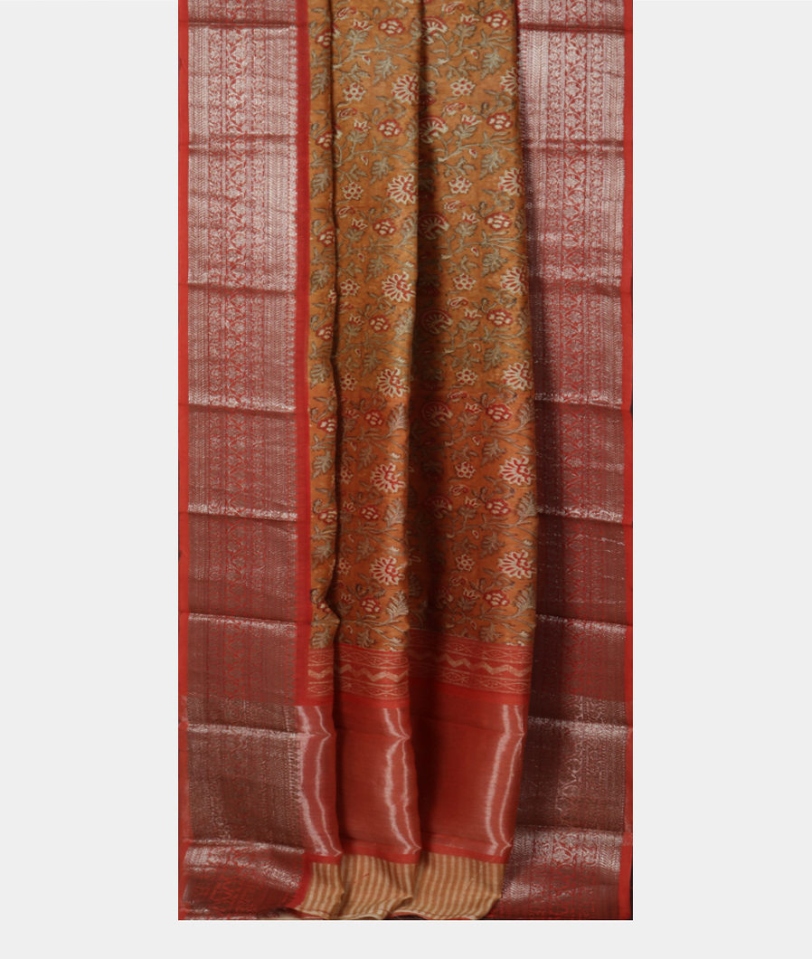 Mustard Yellow Soft Printed Cotton Saree T3881412
