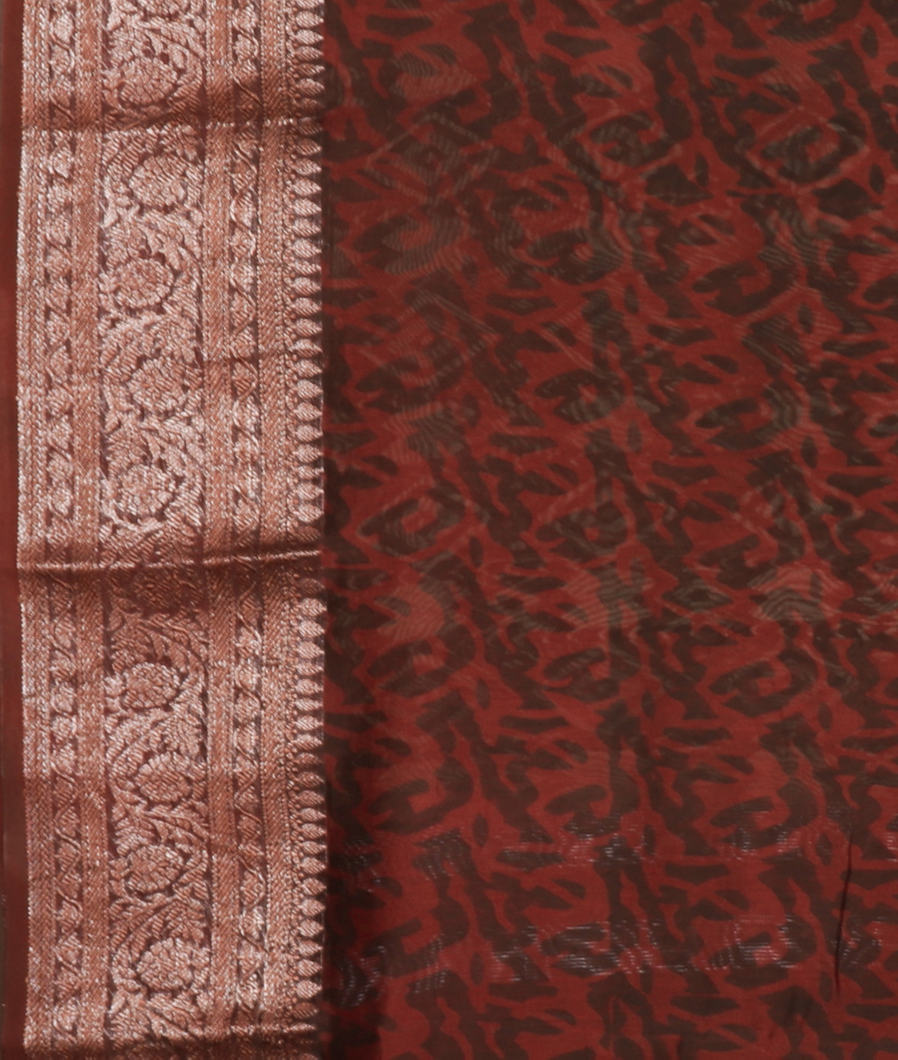 Brown Soft Printed Cotton Saree T3882043
