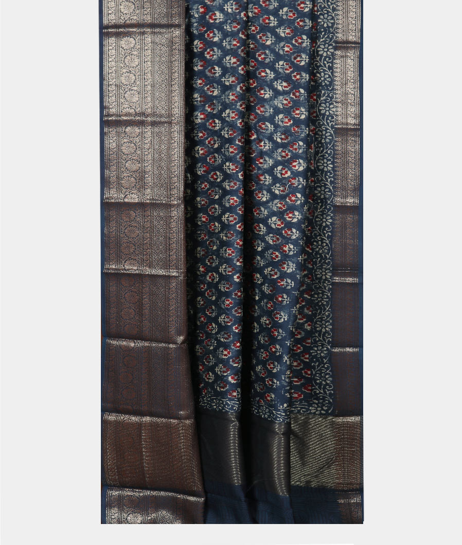 Blue Soft Printed Cotton Saree T3882262