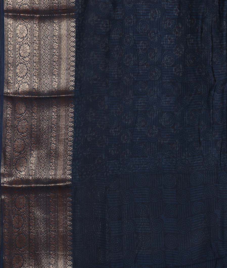 Blue Soft Printed Cotton Saree T3882263