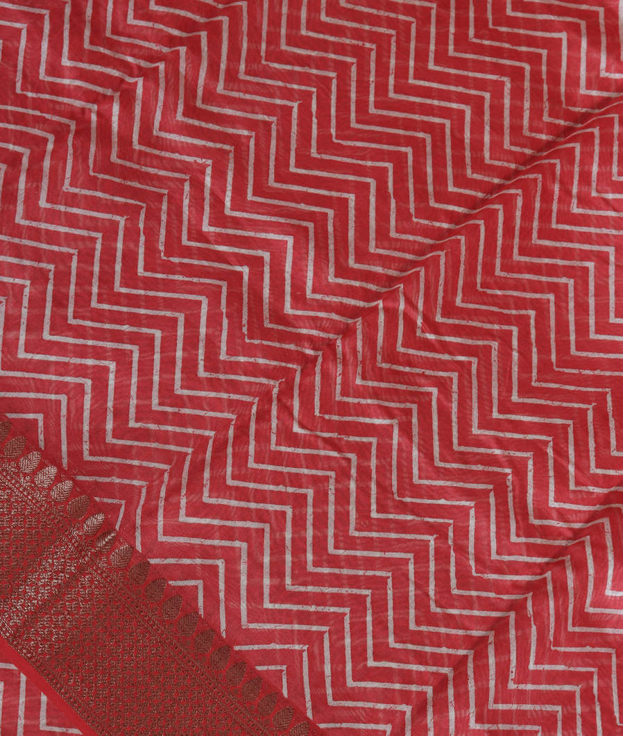 Red Soft Printed Cotton Saree T388222-image