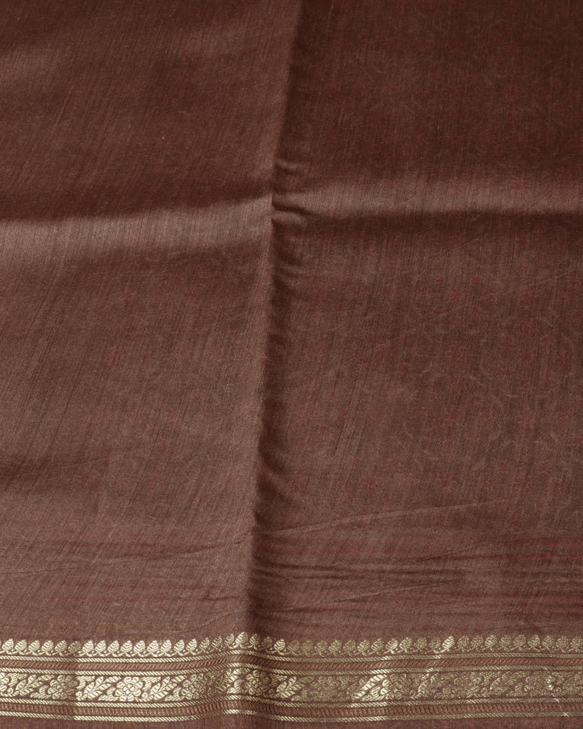 Brown Tussar Printed Saree T3805223