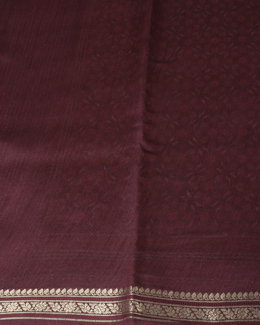 Maroon Tussar Printed Saree T3805273