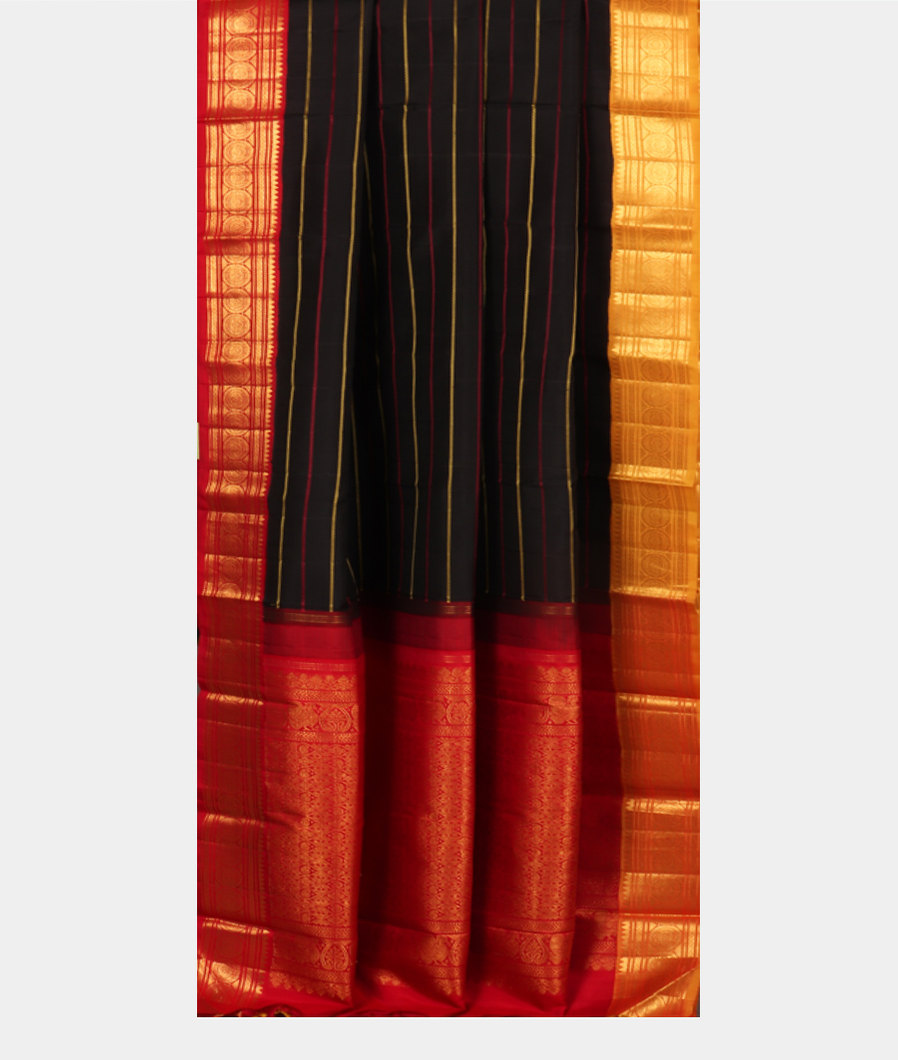 Black Handwoven Kanjivaram Silk Saree T3372002