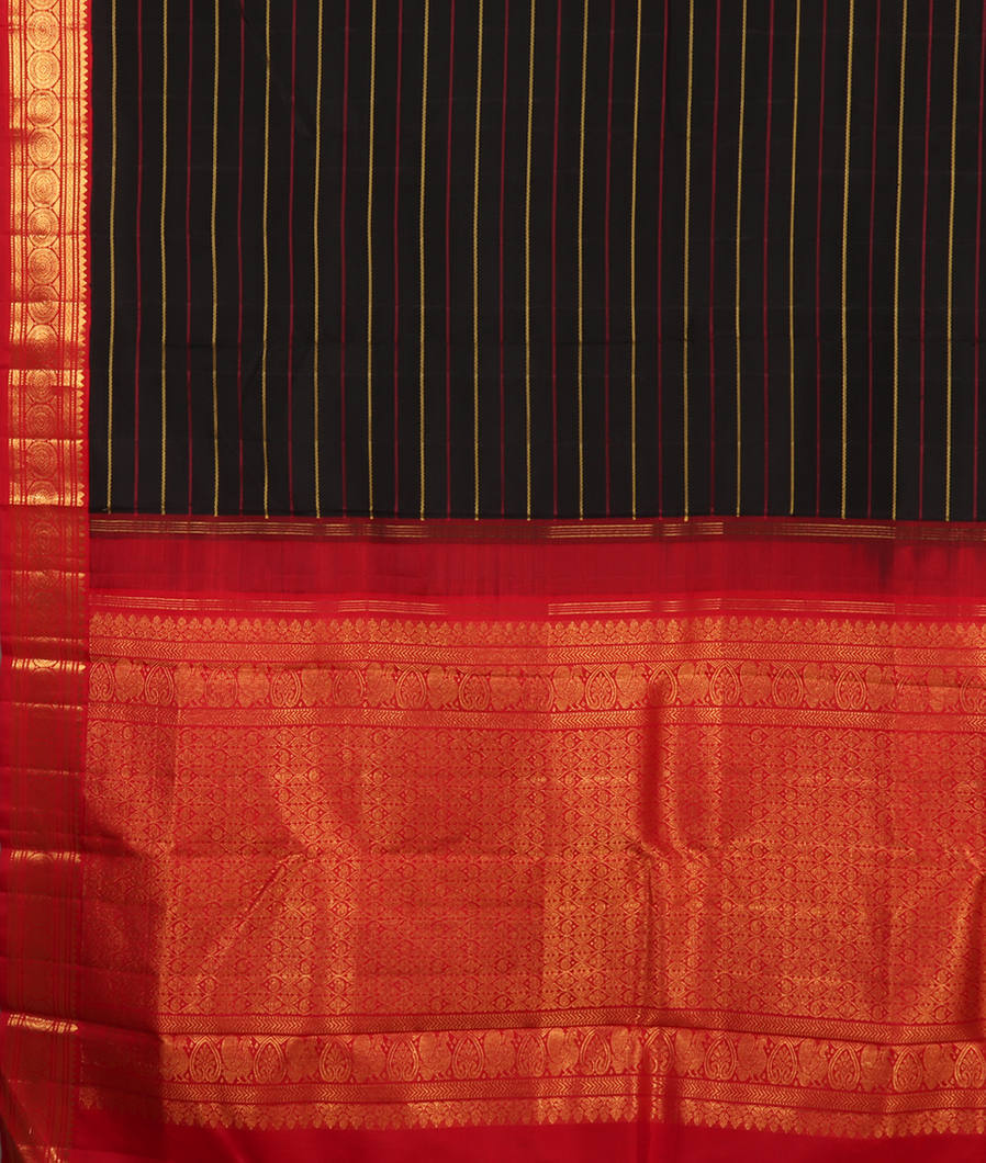 Black Handwoven Kanjivaram Silk Saree T3372004