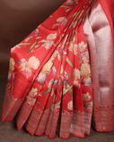 Red Printed Banaras Tussar Kathan Silk Saree T3877021