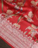 Red Printed Banaras Tussar Kathan Silk Saree T3877022