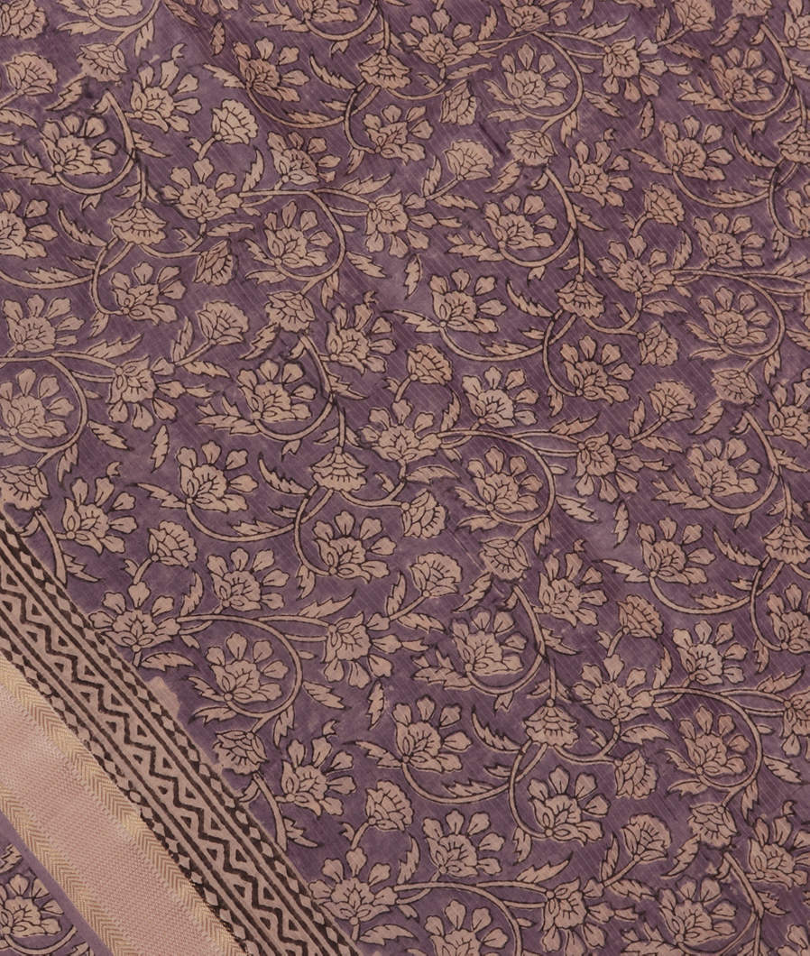 Lavender Maheshwari Printed Cotton Saree T377356-image