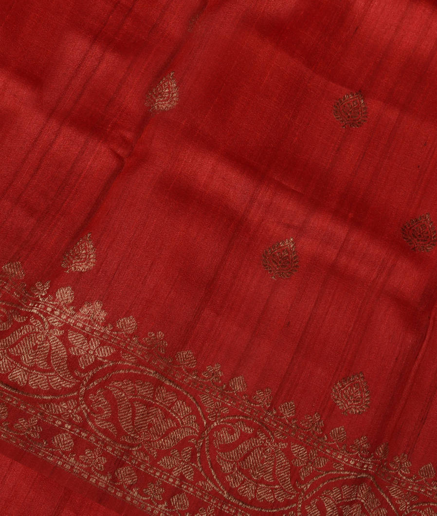 Red Banaras Tussar Georgette Saree T346579-image
