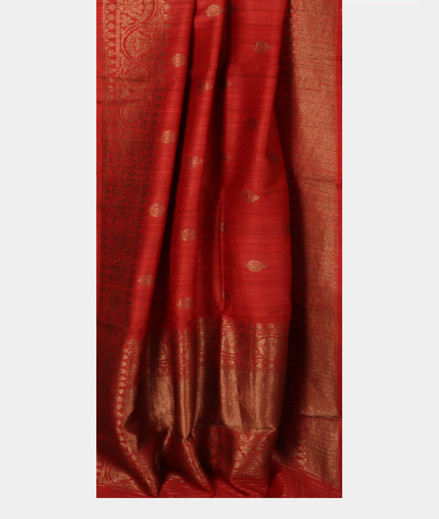 Red Banaras Tussar Georgette Saree T3465792
