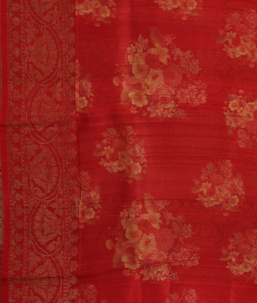 Red Banaras Tussar Georgette Saree T3465793