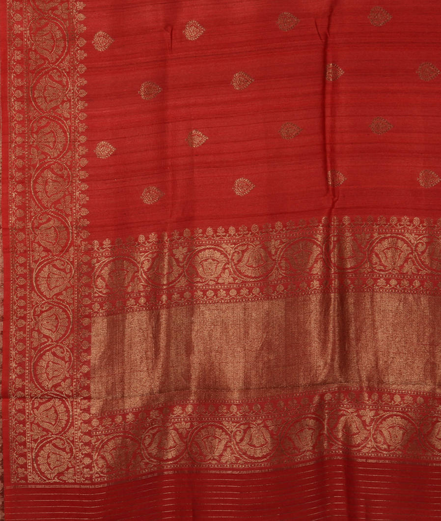 Red Banaras Tussar Georgette Saree T3465794