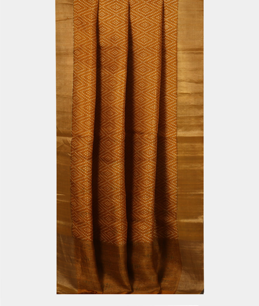 Yellow Printed Raw Silk Saree T3873872