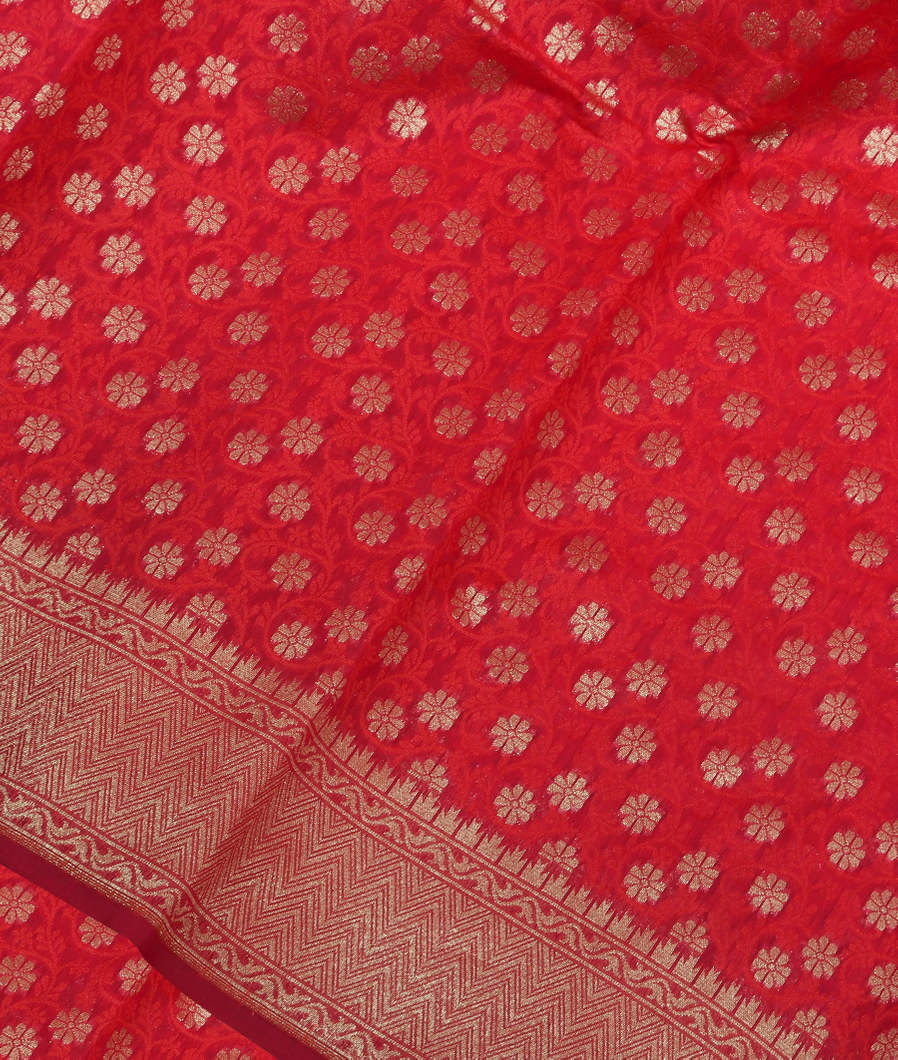 Pinkish Red Banaras Cotton Saree T379888-image