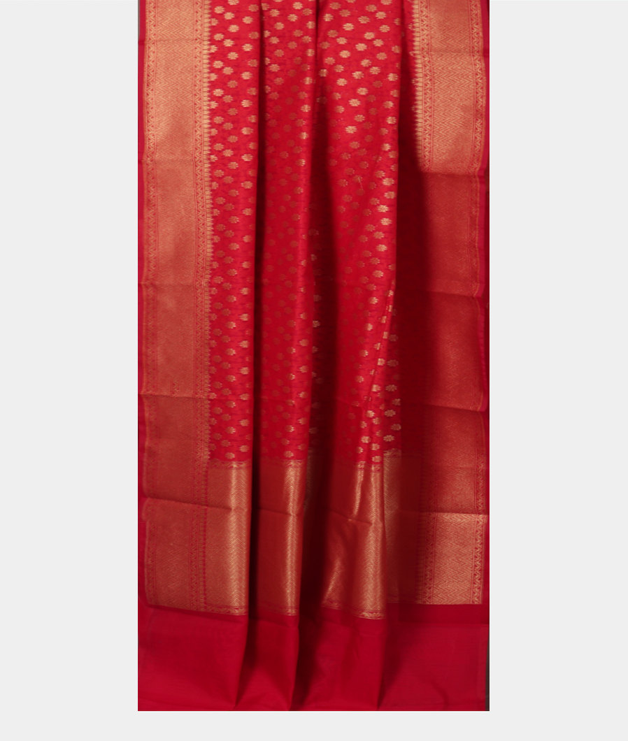 Pinkish Red Banaras Cotton Saree T3798882