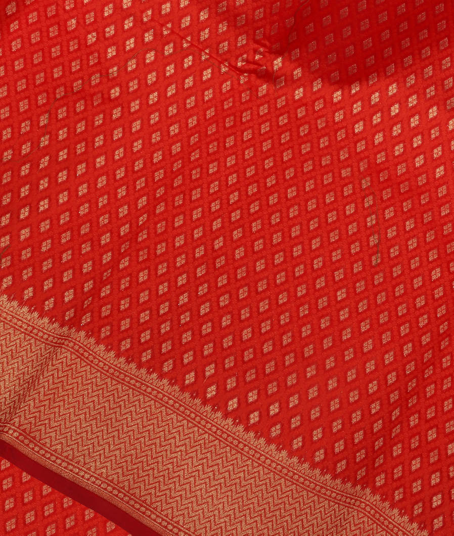 Red Banaras Cotton Saree T379876-image