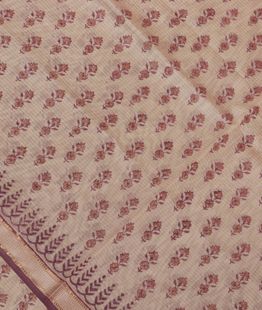 Off - White Maheshwari Printed Cotton Saree T364274-image