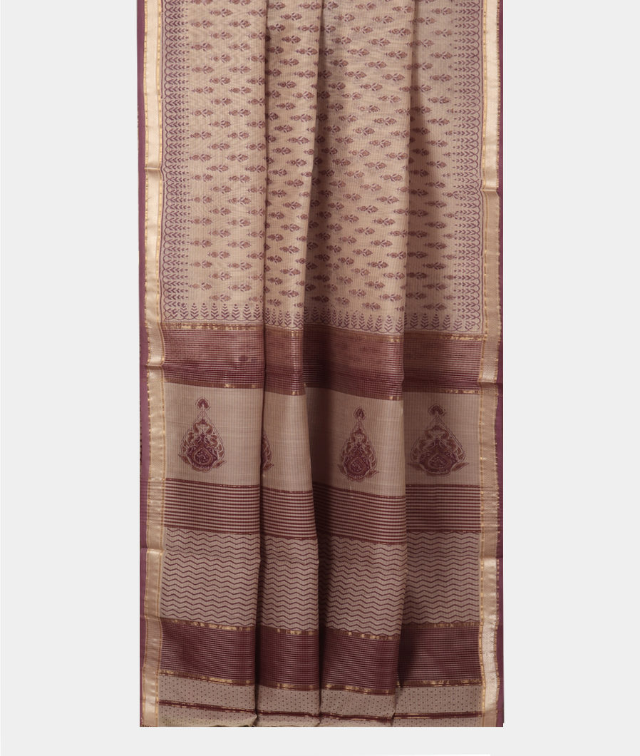 Off - White Maheshwari Printed Cotton Saree T3642742