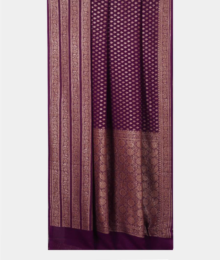 Purple Banaras Georgette Silk Saree T3528322