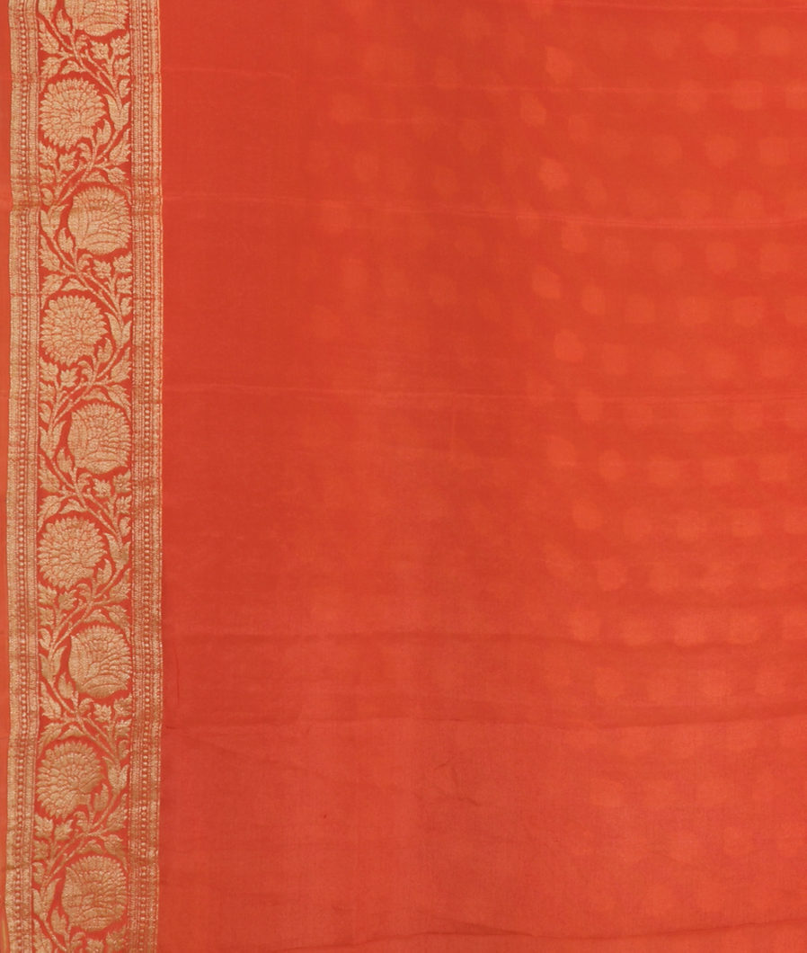 Yellow And Orange Georgette Silk Saree PI62533