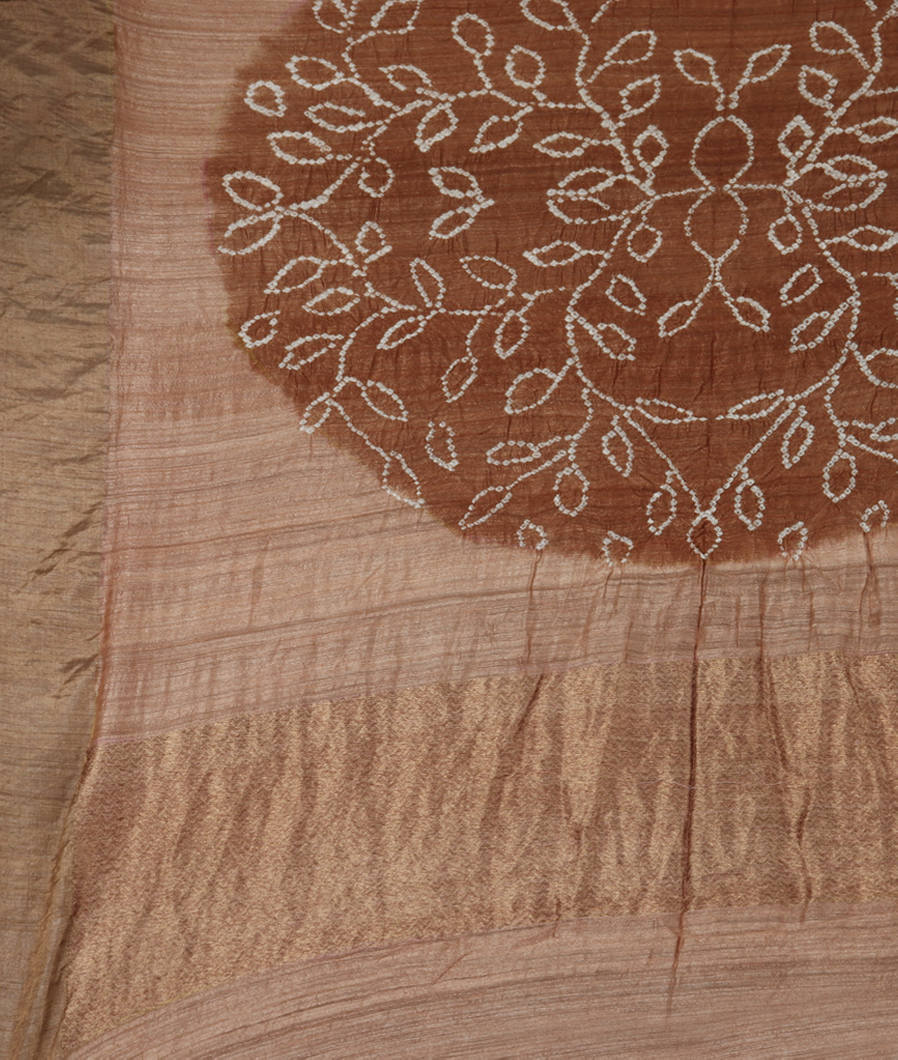 Brown Bandhani Matka Tussar Saree T3768974