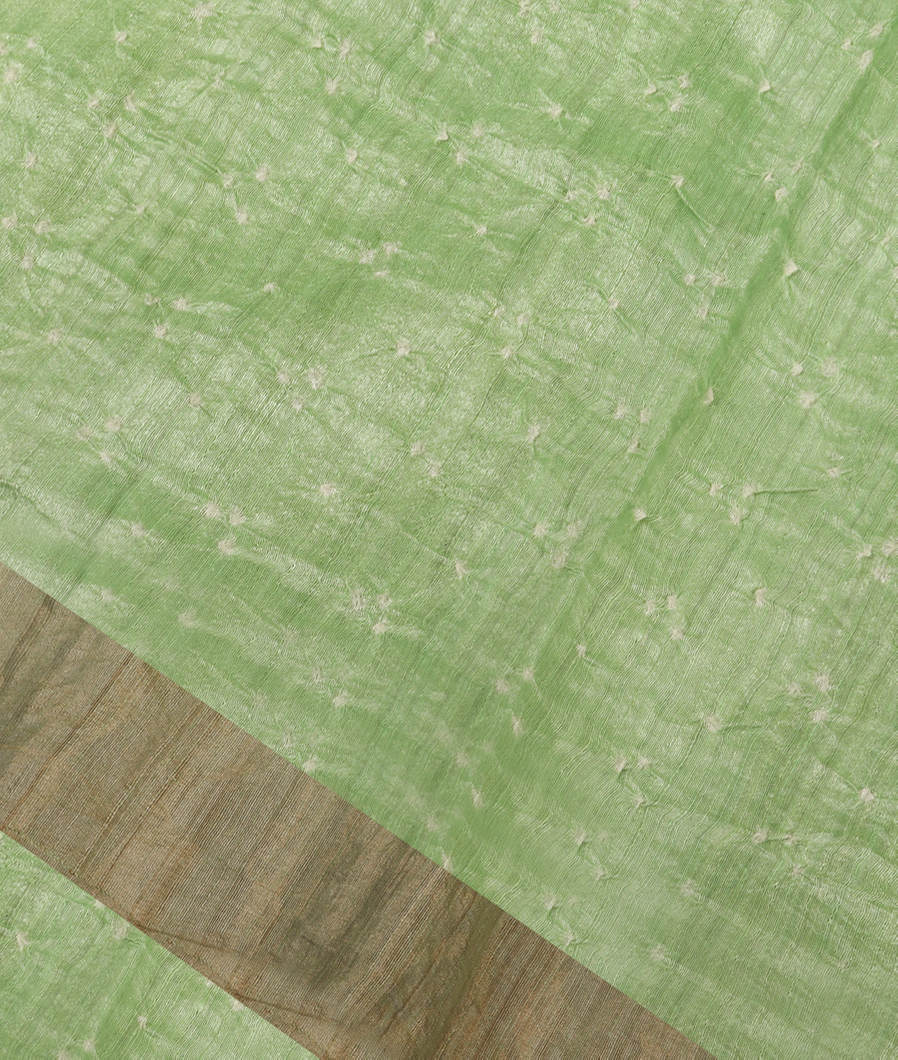 Light Green Bandhani Matka Tussar Saree T376889-image