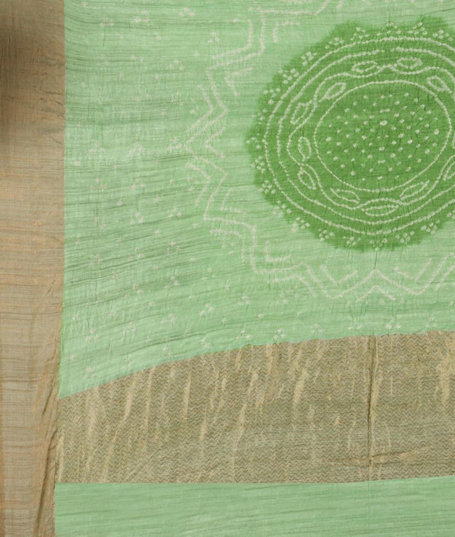 Light Green Bandhani Matka Tussar Saree T3768894
