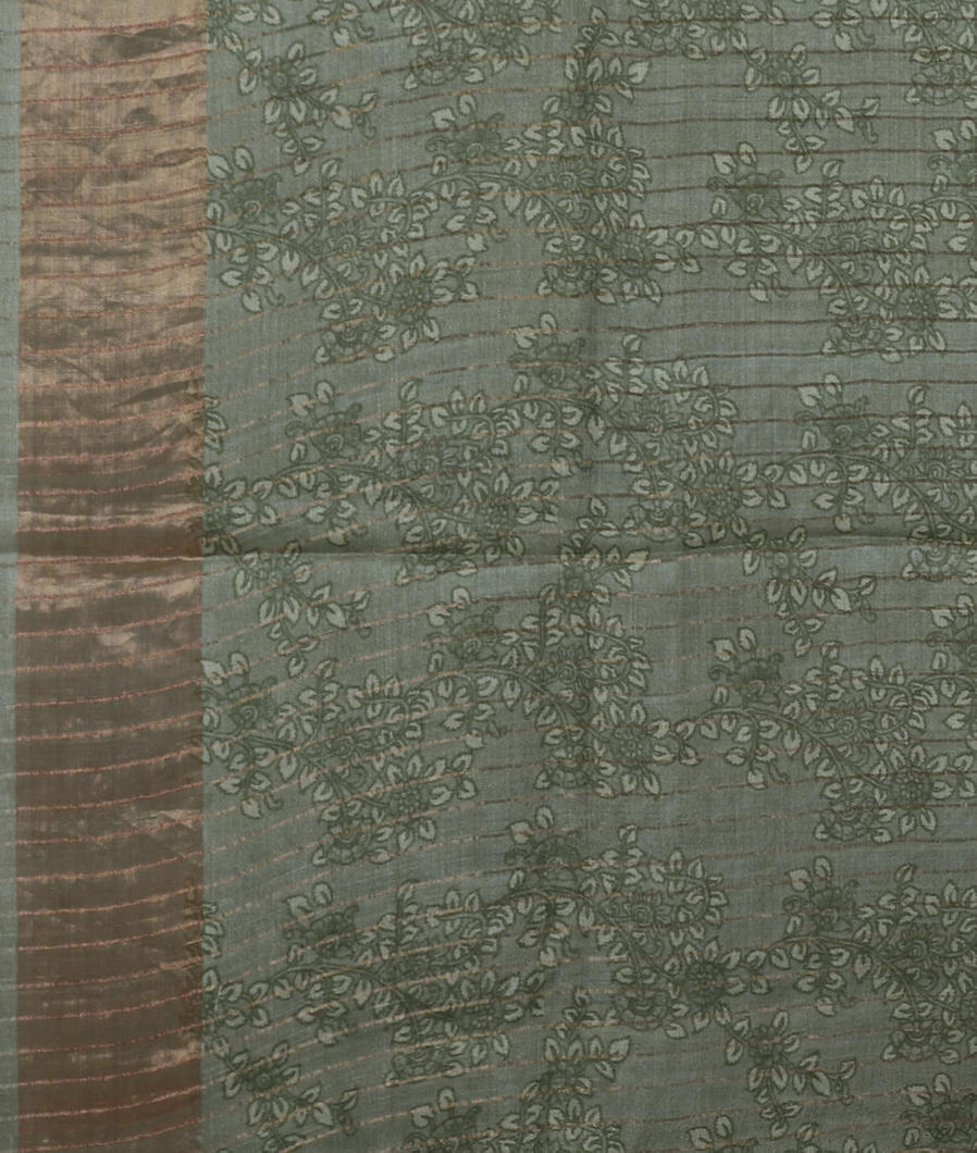 Green Tussar Printed Saree T3813773
