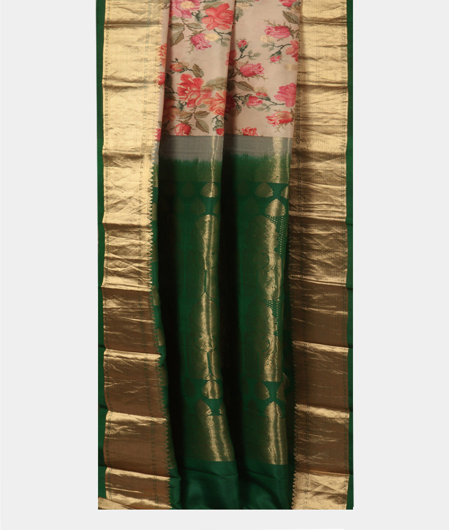 Beige Printed Soft Silk Saree T3722112