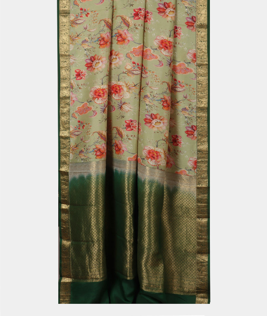 Green Printed Soft Silk Saree T3544412